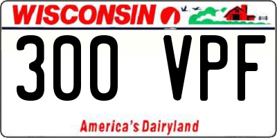 WI license plate 300VPF