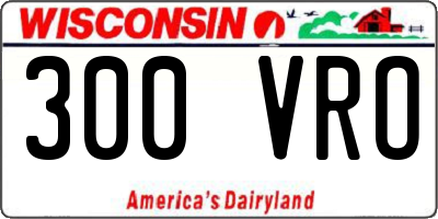 WI license plate 300VRO