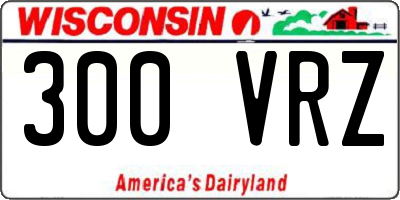 WI license plate 300VRZ