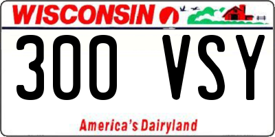 WI license plate 300VSY