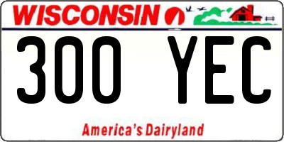 WI license plate 300YEC