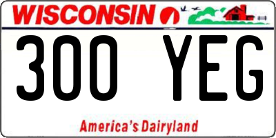 WI license plate 300YEG