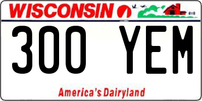 WI license plate 300YEM