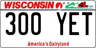 WI license plate 300YET