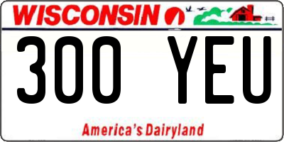 WI license plate 300YEU