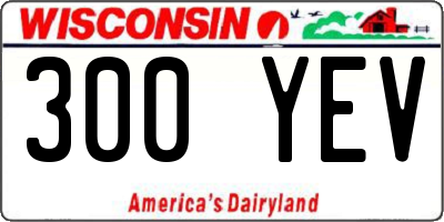 WI license plate 300YEV