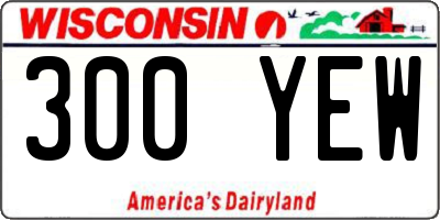 WI license plate 300YEW