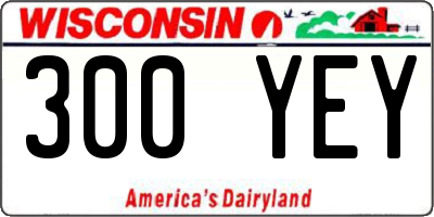 WI license plate 300YEY