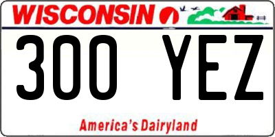 WI license plate 300YEZ