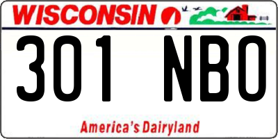 WI license plate 301NBO