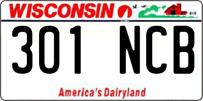 WI license plate 301NCB