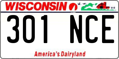 WI license plate 301NCE