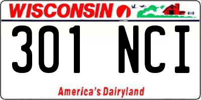 WI license plate 301NCI