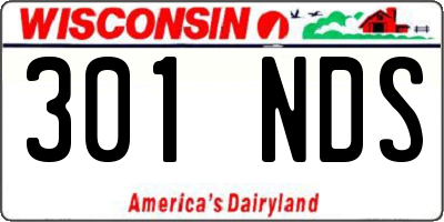 WI license plate 301NDS