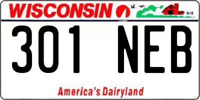WI license plate 301NEB
