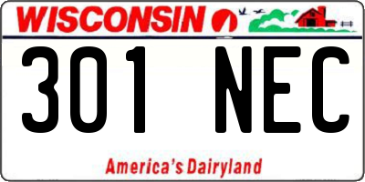 WI license plate 301NEC