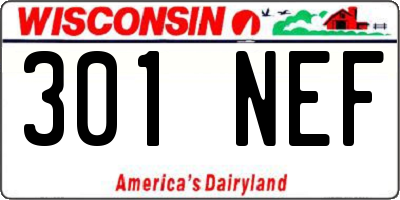 WI license plate 301NEF