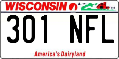 WI license plate 301NFL