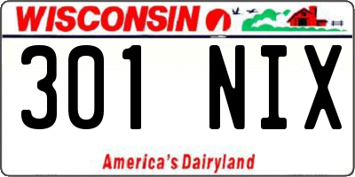 WI license plate 301NIX
