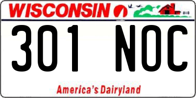 WI license plate 301NOC