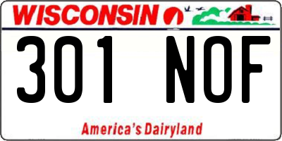 WI license plate 301NOF