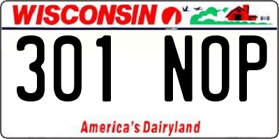 WI license plate 301NOP