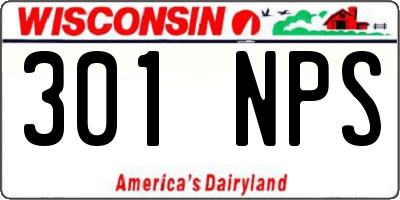 WI license plate 301NPS