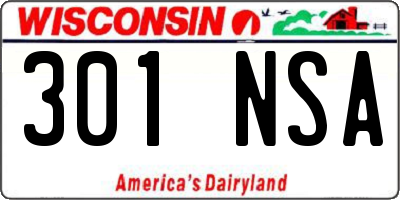 WI license plate 301NSA