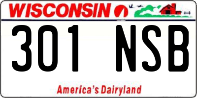 WI license plate 301NSB