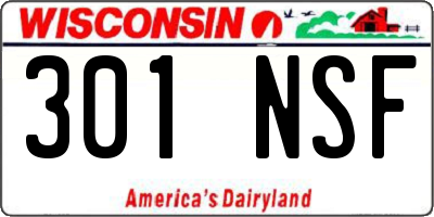WI license plate 301NSF