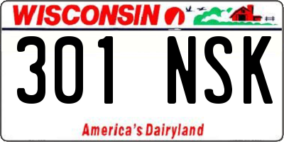 WI license plate 301NSK