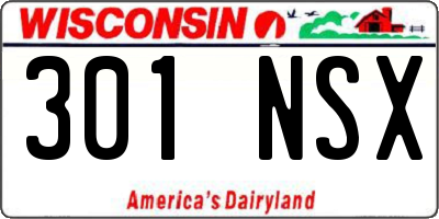WI license plate 301NSX