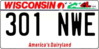 WI license plate 301NWE
