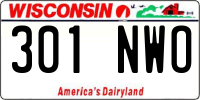WI license plate 301NWO