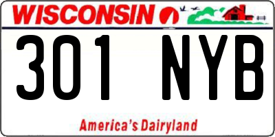 WI license plate 301NYB