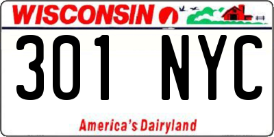 WI license plate 301NYC
