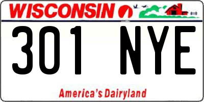 WI license plate 301NYE