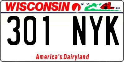 WI license plate 301NYK