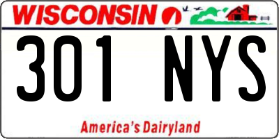 WI license plate 301NYS