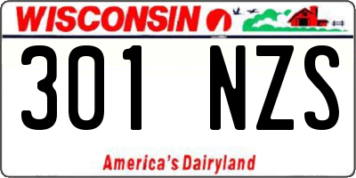 WI license plate 301NZS
