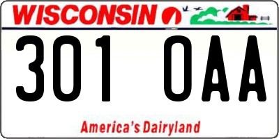 WI license plate 301OAA