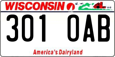 WI license plate 301OAB