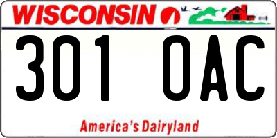 WI license plate 301OAC