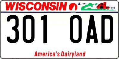 WI license plate 301OAD