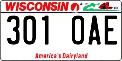 WI license plate 301OAE