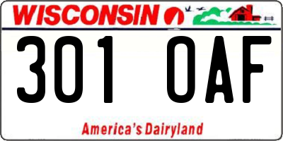 WI license plate 301OAF