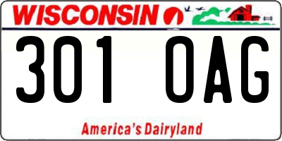 WI license plate 301OAG