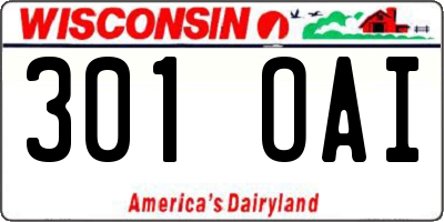WI license plate 301OAI