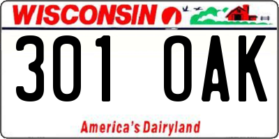 WI license plate 301OAK