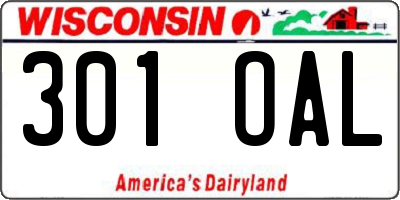 WI license plate 301OAL